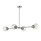Silver Metal Four Light Dimmable Ceiling Light With Clear Shades