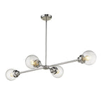 Silver Metal Four Light Dimmable Ceiling Light With Clear Shades