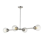 Silver Metal Four Light Dimmable Ceiling Light With Clear Shades