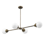 Bronze Metal Four Light Dimmable Ceiling Light With Off White Shades