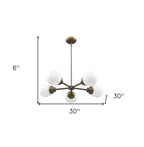 Bronze Five Light Metal Dimmable Chandelier With White Shades