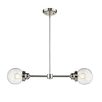 Silver Metal Two Light Dimmable Ceiling Light With Clear Shades