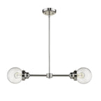 Silver Metal Two Light Dimmable Ceiling Light With Clear Shades