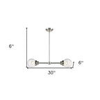 Silver Metal Two Light Dimmable Ceiling Light With Clear Shades