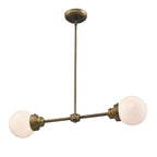 Bronze Metal Two Light Dimmable Ceiling Light With Off White Shades