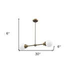 Bronze Metal Two Light Dimmable Ceiling Light With Off White Shades