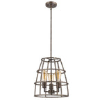Brown Metal Three Light Dimmable Ceiling Light With Gold Shades