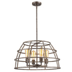 Brown Metal Four Light Dimmable Ceiling Light With Gold Shades