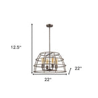 Brown Metal Four Light Dimmable Ceiling Light With Gold Shades