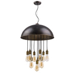 Black Iron Ten Light Dimmable Ceiling Light With Black Shades