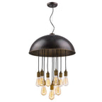 Black Iron Ten Light Dimmable Ceiling Light With Black Shades