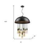 Black Iron Ten Light Dimmable Ceiling Light With Black Shades
