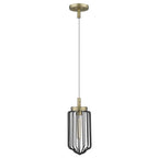 Gold and Black Metal Cage Pendant Hanging Light