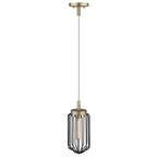 Gold and Black Metal Cage Pendant Hanging Light