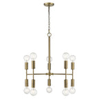 Brass Candle Style Ten Light Metal Dimmable Chandelier