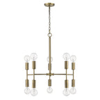Brass Candle Style Ten Light Metal Dimmable Chandelier