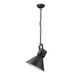Black Metal One Light Cone Hanging Pendant Light