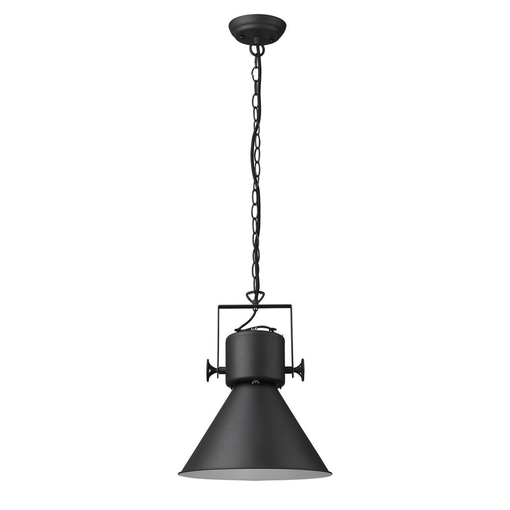 Black Metal One Light Cone Hanging Pendant Light