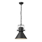 Black Metal One Light Cone Hanging Pendant Light