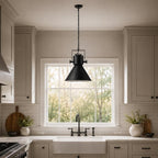 Black Metal One Light Cone Hanging Pendant Light