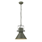 Green Metal One Light Cone Hanging Pendant Light
