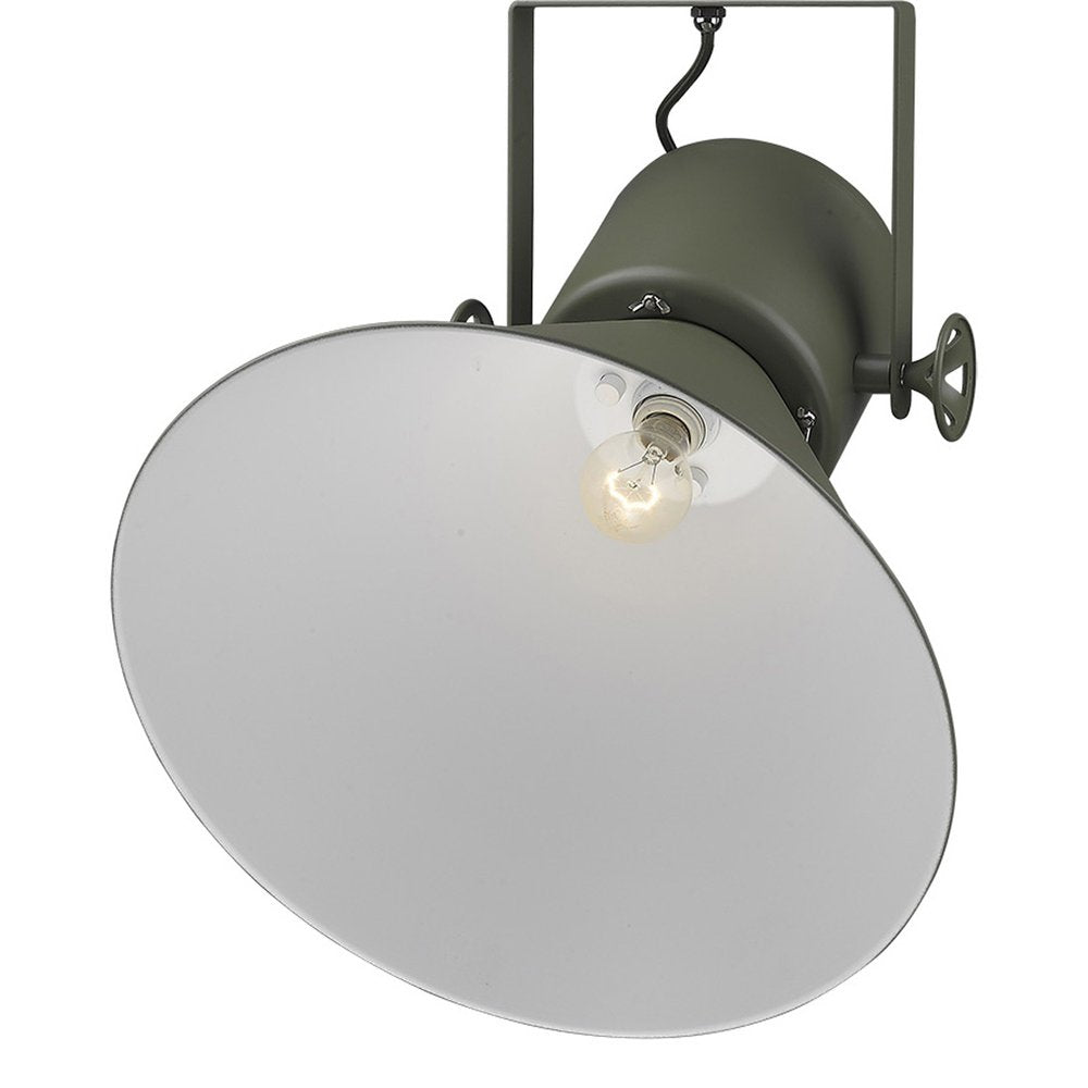 Green Metal One Light Cone Hanging Pendant Light