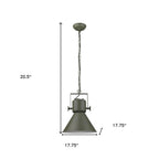 Green Metal One Light Cone Hanging Pendant Light