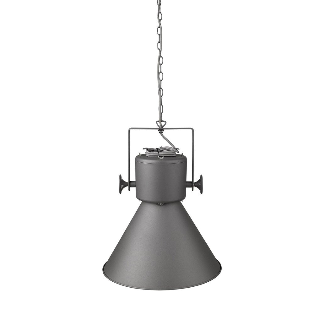 Gray Metal One Light Cone Hanging Pendant Light