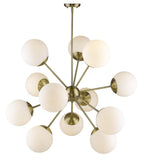 Brass Sputnik Twelve Light Frosted Metal Dimmable Chandelier With White Shades