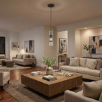 Glass and Bronze Mesh Shade Hanging Light