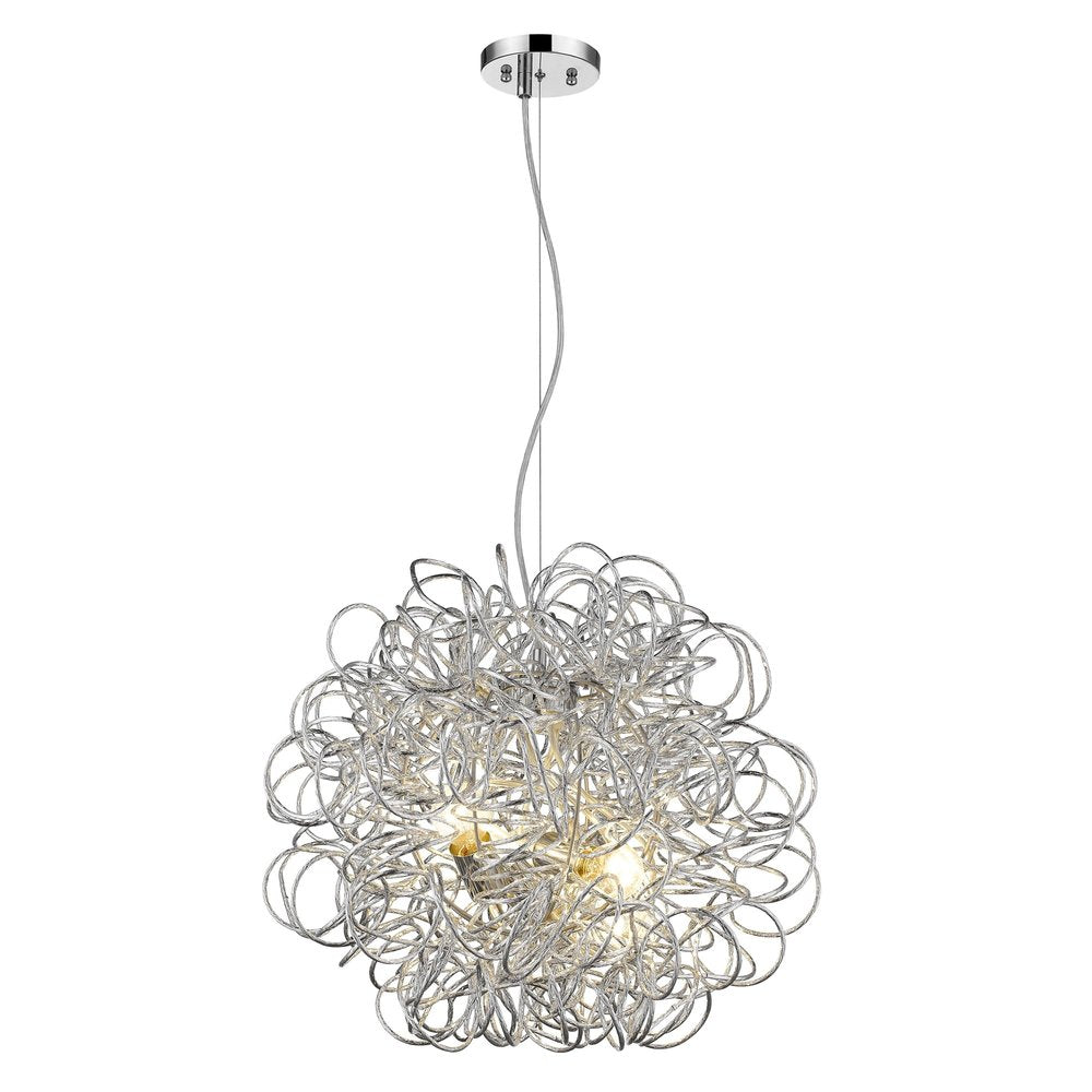 Silver Metal Wire Four Light Dimmable Ceiling Light