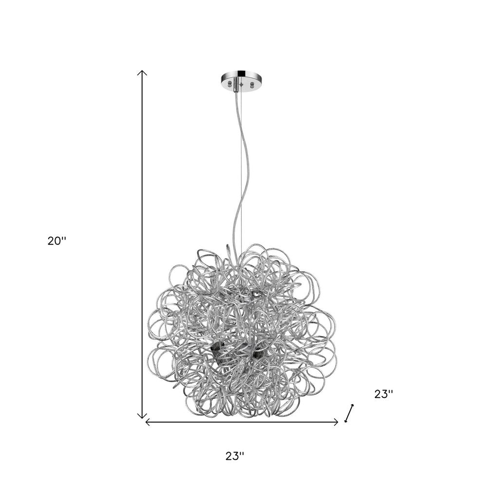 Silver Metal Wire Four Light Dimmable Ceiling Light