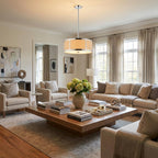 Butler 2-Light Polished Chrome Pendant With Coarse Cream Linen Shade And Opal Acrylic Diffuser