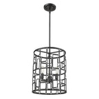 Black Metal Three Light Caged Pendant Light