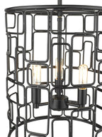 Black Metal Three Light Caged Pendant Light