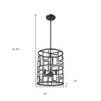 Black Metal Three Light Caged Pendant Light