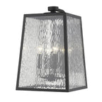 Black And Clear Four Light Seeded Dimmable Outdoor Hanging Lights With Black And Clear Shades