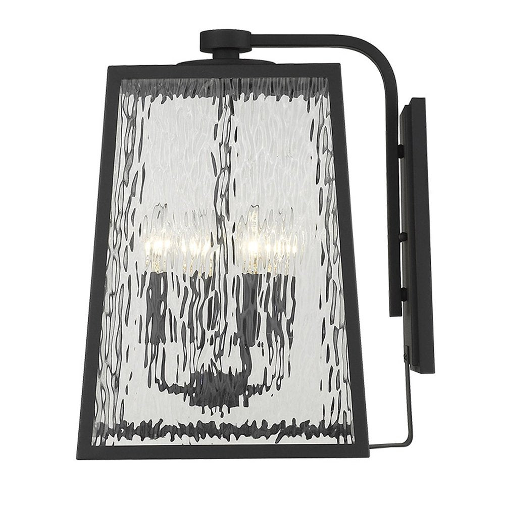 Black And Clear Four Light Seeded Dimmable Outdoor Hanging Lights With Black And Clear Shades
