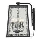Black And Clear Four Light Seeded Dimmable Outdoor Hanging Lights With Black And Clear Shades
