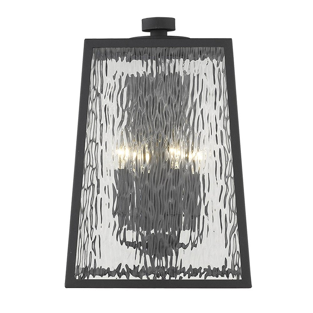 Black And Clear Four Light Seeded Dimmable Outdoor Hanging Lights With Black And Clear Shades