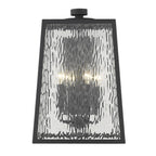 Black And Clear Four Light Seeded Dimmable Outdoor Hanging Lights With Black And Clear Shades