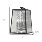 Black And Clear Four Light Seeded Dimmable Outdoor Hanging Lights With Black And Clear Shades