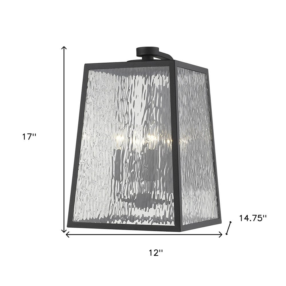 Black And Clear Four Light Seeded Dimmable Outdoor Hanging Lights With Black And Clear Shades
