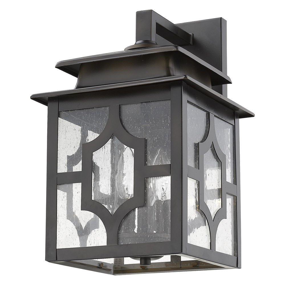 Black And Clear Three Light Seeded Dimmable Outdoor Hanging Lights With Black And Clear Shades