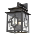 Black And Clear Three Light Seeded Dimmable Outdoor Hanging Lights With Black And Clear Shades