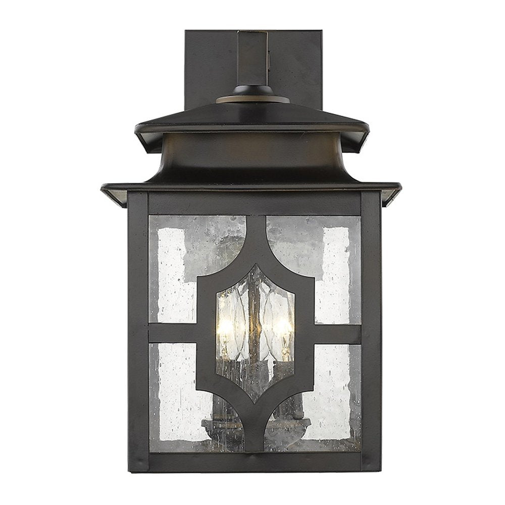 Black And Clear Three Light Seeded Dimmable Outdoor Hanging Lights With Black And Clear Shades