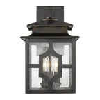 Black And Clear Three Light Seeded Dimmable Outdoor Hanging Lights With Black And Clear Shades