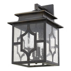 Black And Clear Four Light Seeded Dimmable Outdoor Hanging Lights With Black And Clear Shades