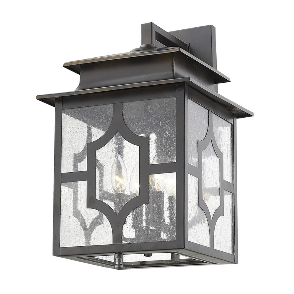 Black And Clear Four Light Seeded Dimmable Outdoor Hanging Lights With Black And Clear Shades