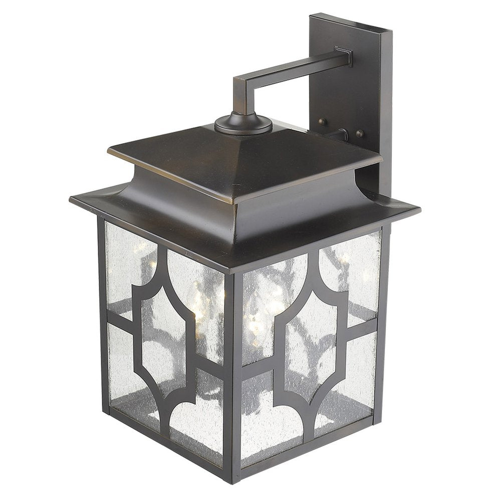 Black And Clear Four Light Seeded Dimmable Outdoor Hanging Lights With Black And Clear Shades